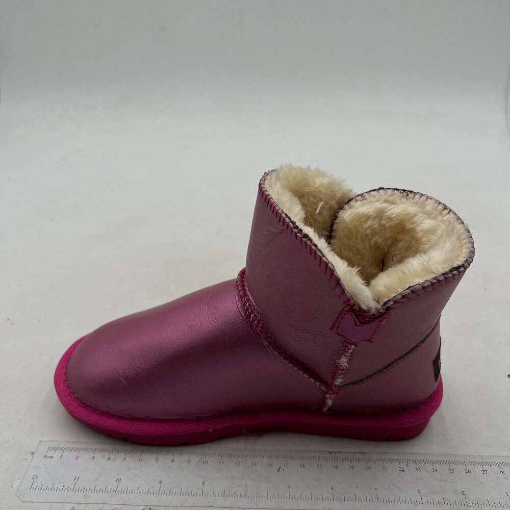 Hot Pink Women Winter Mid Calf Snow Boots Round Toe Warm Fur Low Heel Comfy Shoe